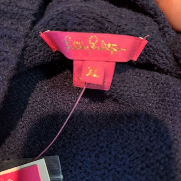 LILLY PULITZER Beckley Cardigan‎ Belted Knit Pockets True Navy Size XL NWT - Picture 4 of 7